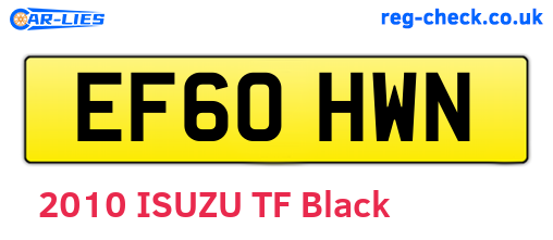 EF60HWN are the vehicle registration plates.