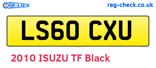 LS60CXU are the vehicle registration plates.