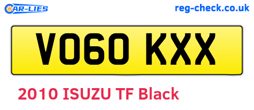 VO60KXX are the vehicle registration plates.
