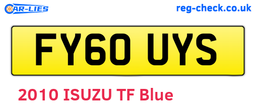 FY60UYS are the vehicle registration plates.