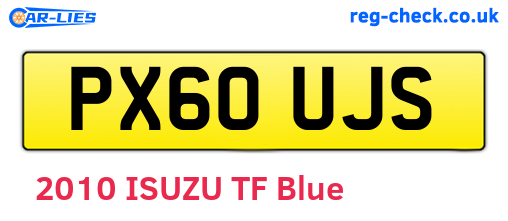 PX60UJS are the vehicle registration plates.