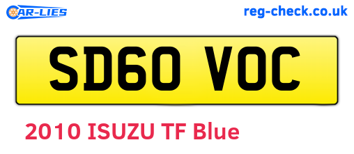 SD60VOC are the vehicle registration plates.