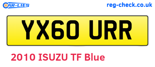 YX60URR are the vehicle registration plates.