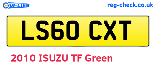 LS60CXT are the vehicle registration plates.