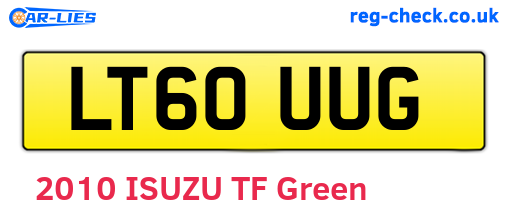 LT60UUG are the vehicle registration plates.