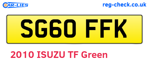 SG60FFK are the vehicle registration plates.