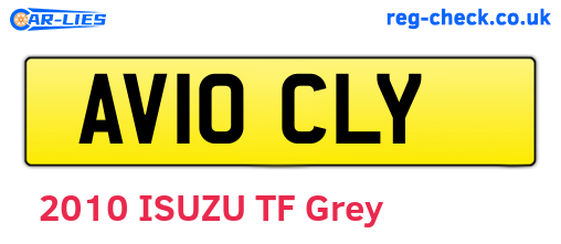 AV10CLY are the vehicle registration plates.
