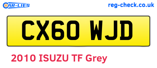 CX60WJD are the vehicle registration plates.