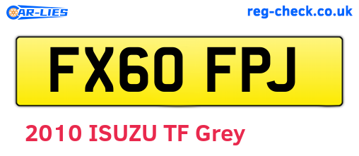 FX60FPJ are the vehicle registration plates.