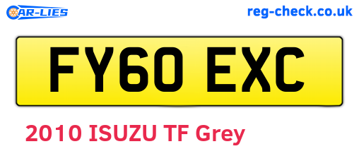 FY60EXC are the vehicle registration plates.