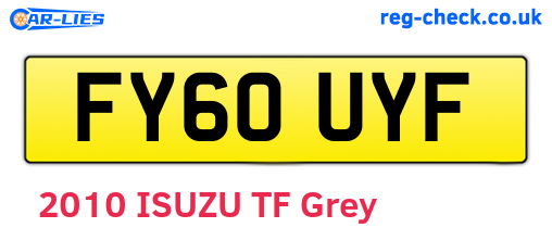 FY60UYF are the vehicle registration plates.
