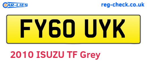 FY60UYK are the vehicle registration plates.