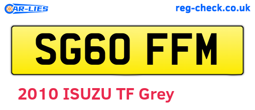 SG60FFM are the vehicle registration plates.