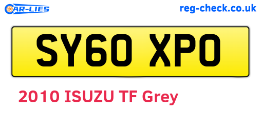 SY60XPO are the vehicle registration plates.