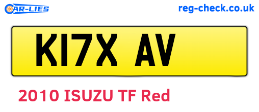 K17XAV are the vehicle registration plates.