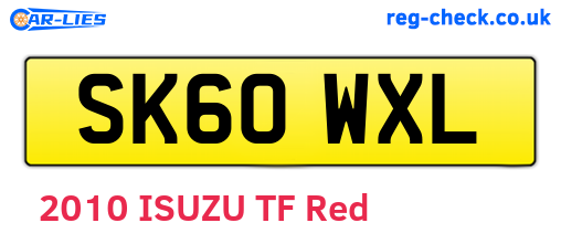 SK60WXL are the vehicle registration plates.