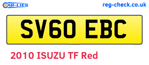 SV60EBC are the vehicle registration plates.