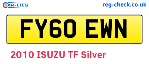 FY60EWN are the vehicle registration plates.