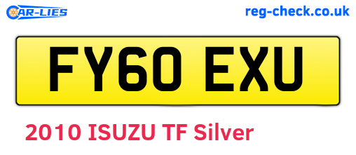 FY60EXU are the vehicle registration plates.