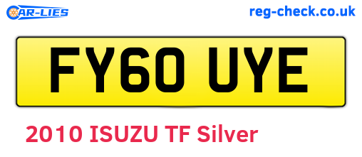 FY60UYE are the vehicle registration plates.