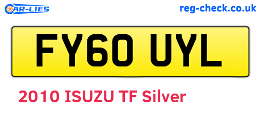 FY60UYL are the vehicle registration plates.