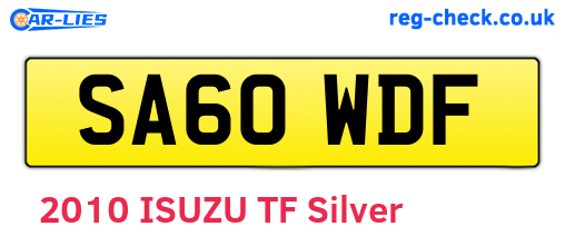 SA60WDF are the vehicle registration plates.