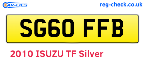 SG60FFB are the vehicle registration plates.
