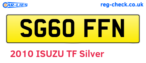 SG60FFN are the vehicle registration plates.