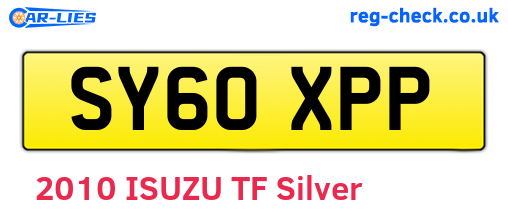 SY60XPP are the vehicle registration plates.