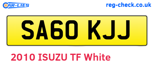 SA60KJJ are the vehicle registration plates.