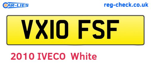 VX10FSF are the vehicle registration plates.