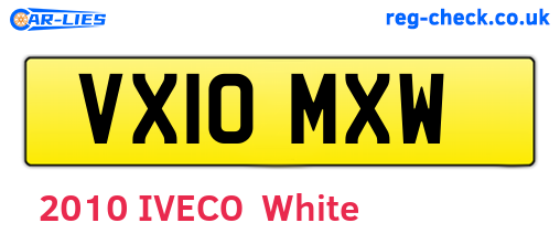 VX10MXW are the vehicle registration plates.