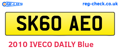 SK60AEO are the vehicle registration plates.