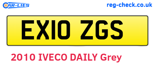 EX10ZGS are the vehicle registration plates.