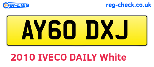 AY60DXJ are the vehicle registration plates.