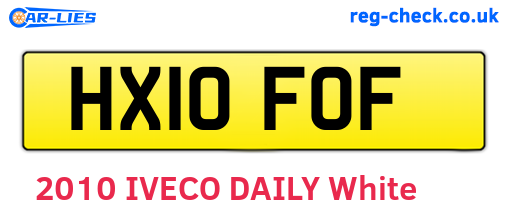 HX10FOF are the vehicle registration plates.