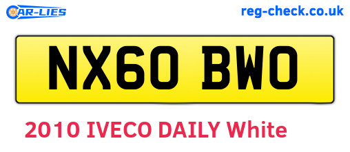 NX60BWO are the vehicle registration plates.