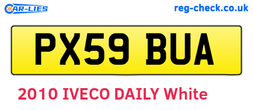 PX59BUA are the vehicle registration plates.