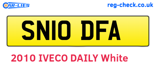 SN10DFA are the vehicle registration plates.