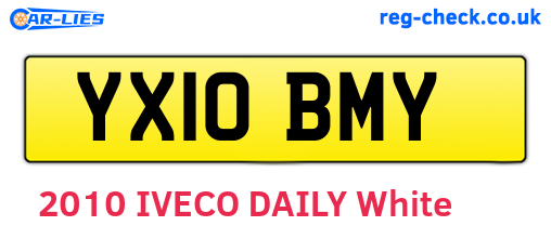 YX10BMY are the vehicle registration plates.