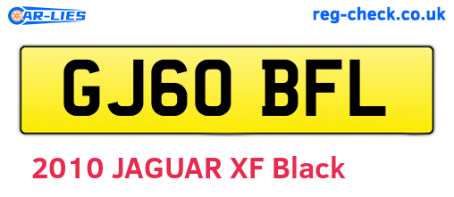 GJ60BFL are the vehicle registration plates.