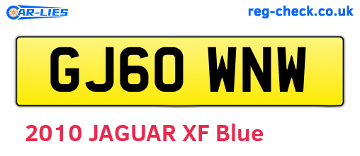 GJ60WNW are the vehicle registration plates.