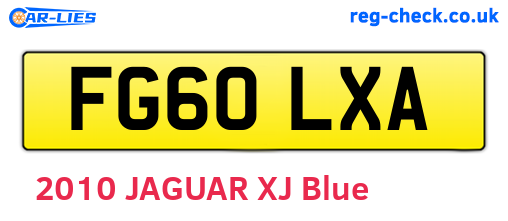 FG60LXA are the vehicle registration plates.