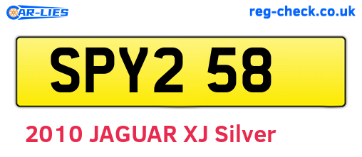 SPY258 are the vehicle registration plates.