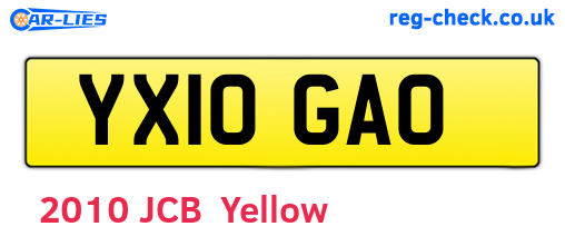 YX10GAO are the vehicle registration plates.