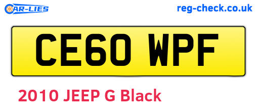 CE60WPF are the vehicle registration plates.