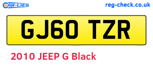 GJ60TZR are the vehicle registration plates.