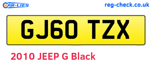 GJ60TZX are the vehicle registration plates.