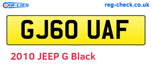 GJ60UAF are the vehicle registration plates.