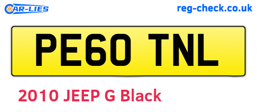 PE60TNL are the vehicle registration plates.